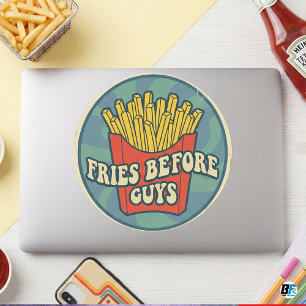 Sticker Rond Frites avant les mecs Rétro Groovy Nourriture rapi
