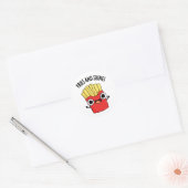 Sticker Rond Frites Et Brille Blagues Nourriture Drôle (Enveloppe)