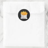 Sticker Rond Frites frites drôle de costume de nourriture d'Hal (Sac)