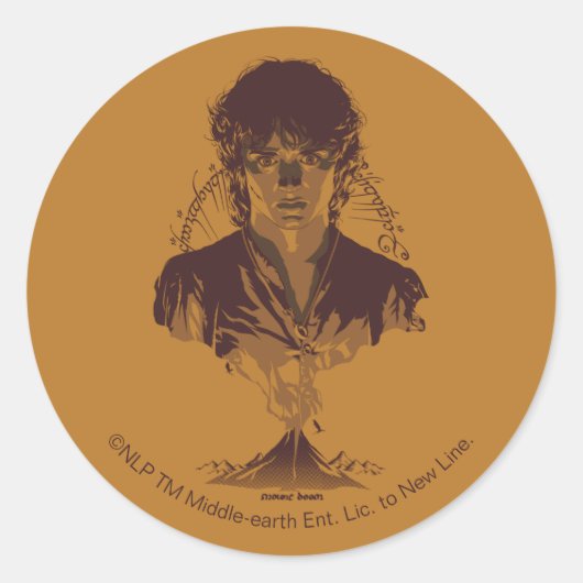 Sticker Rond FRODO™ MOUNT DOOM™ Tengwar Inscription Graphic (Devant)