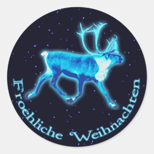 Sticker Rond Froehliche Weihnachten - Caribou bleu (rennes)