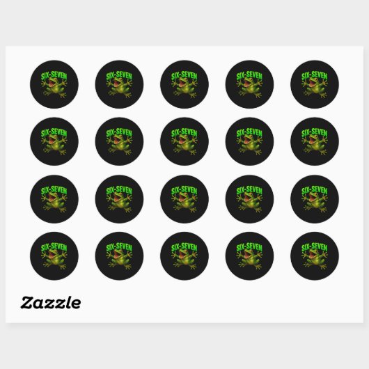 Sticker Rond Frog 67 Meme Six Seven Funny Gen Alpha  (Feuille)