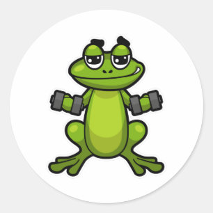 Sticker Rond Frog à Biceps entraînement avec Dumbbells