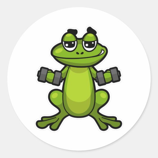 Sticker Rond Frog à Biceps entraînement avec Dumbbells (Devant)