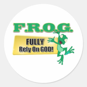 STICKER ROND FROG ACRONYME CHRÉTIEN PLEINEMENT COMPTER SUR DIEU