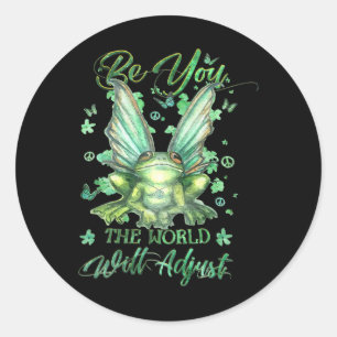 Sticker Rond Frog Be You Le Monde Ajustera Le Jour de la Saint