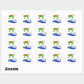 Sticker Rond Frog Choquant Oiseau jamais renoncer (Feuille)