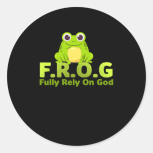 Sticker Rond FROG drôle définition entièrement se fier à dieu