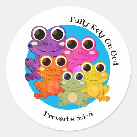 Sticker Rond FROG Se fier entièrement à Dieu chrétien (Devant)