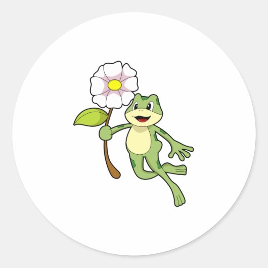 Sticker Rond Frog with Flower. (Devant)