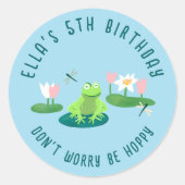 Sticker Rond Frogs and Lily Pads Cute Birthday Kids CUSTOM (Devant)