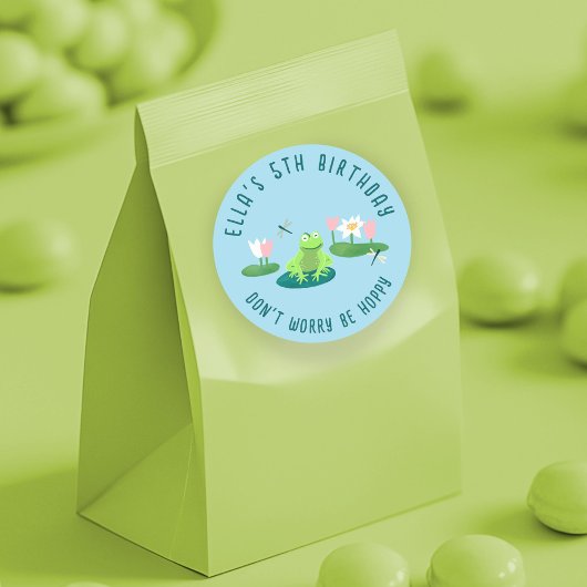 Sticker Rond Frogs and Lily Pads Cute Birthday Kids CUSTOM