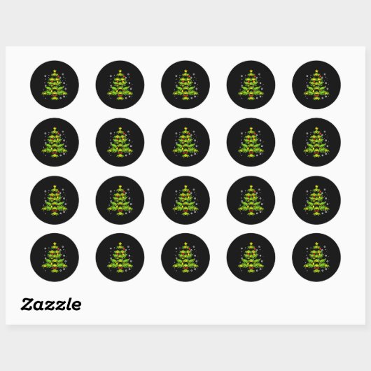 Sticker Rond Frogs Christmas Tree Animal Xmas Women Men Kids (Feuille)