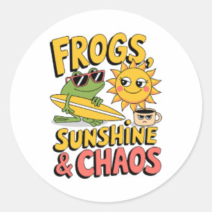 Sticker Rond Frogs, Sunshine & Chaos - Été amusant