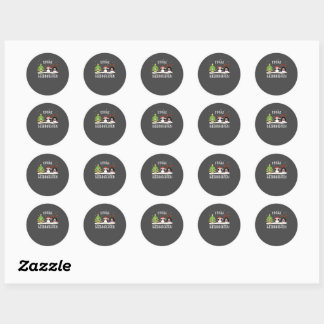 Sticker Rond Frohe Weihnachten Joyeux Noël Lustig Pinguine