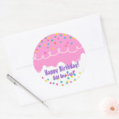 Sticker Rond Froid de gâteau rose d'anniversaire (Enveloppe)