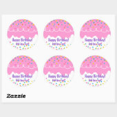 Sticker Rond Froid de gâteau rose d'anniversaire (Feuille)
