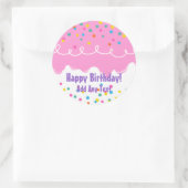 Sticker Rond Froid de gâteau rose d'anniversaire (Sac)