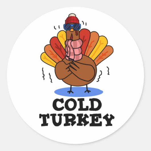 Sticker Rond Froid Turquie amusant jeu animal (Devant)