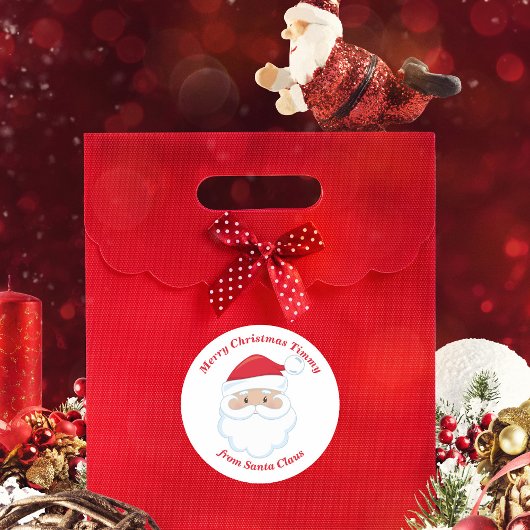 Sticker Rond From Santa Cute Customized Kids Christmas Gift