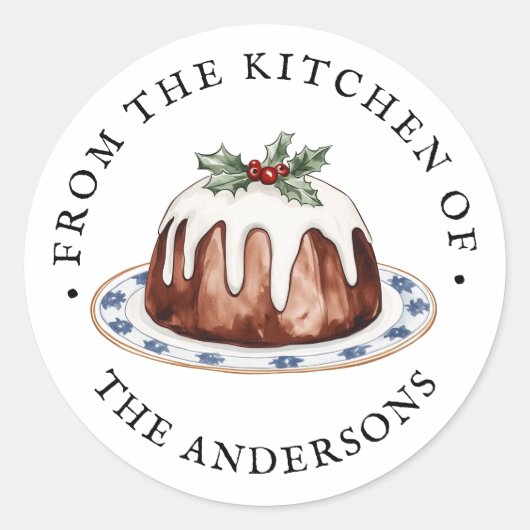 Sticker Rond From The Kitchen Of | Christmas Pudding (Devant)