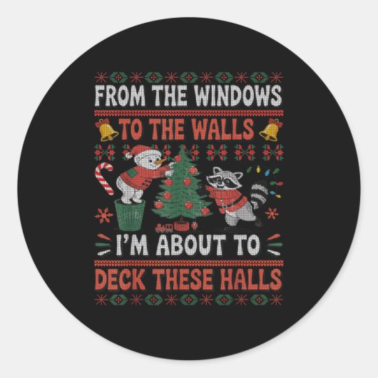 Sticker Rond From The Windows To The Walls Raccoon Christmas Ug (Devant)