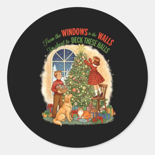 Sticker Rond From Windows To The Walls Deck These Halls Gift (Devant)