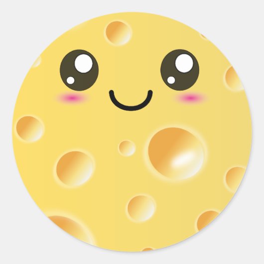 Sticker Rond Fromage bon Cute Kawaii (Devant)