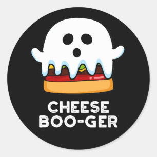 Sticker Rond Fromage Boo ger Funny Ghost Pun Dark BG