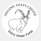 Sticker Rond Fromage de chèvre Noir et blanc Nom commercial (Devant)