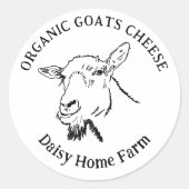 Sticker Rond Fromage de chèvre Nom commercial Noir et blanc (Devant)