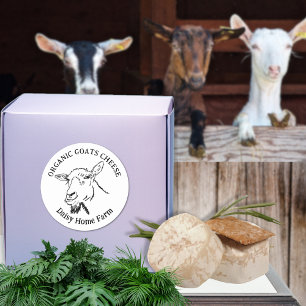 Sticker Rond Fromage de chèvre Nom commercial Noir et blanc