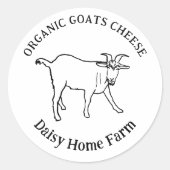 Sticker Rond Fromage de chèvre Nom commercial Simple Noir et bl (Devant)