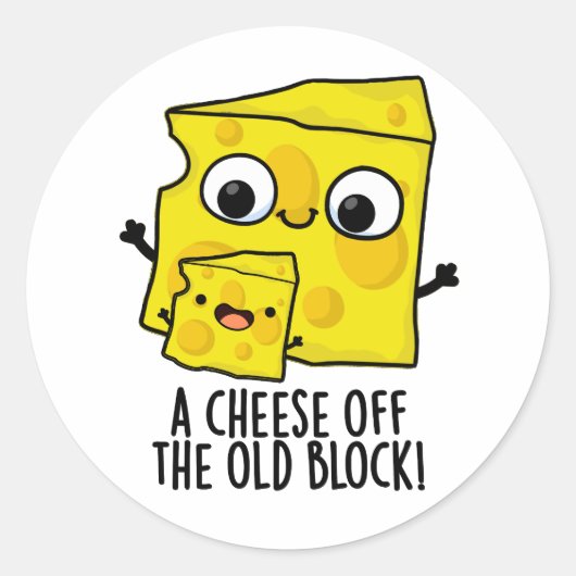 Sticker Rond Fromage De L'Ancien Bloc Funny Food Pun (Devant)
