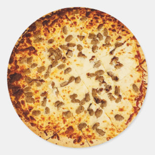 Sticker Rond Fromage et pizza à la saucisse