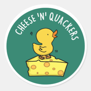 Sticker Rond Fromage Et Quackers Drôle Canard Pun