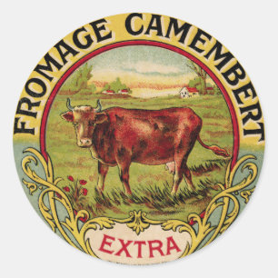 Sticker Rond Fromage français vintage avec l'autocollant de