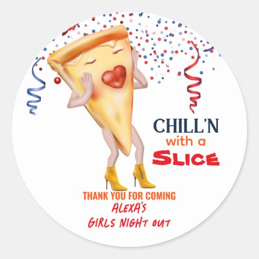 Sticker Rond Fromage Pizza Slice Drôle (Devant)