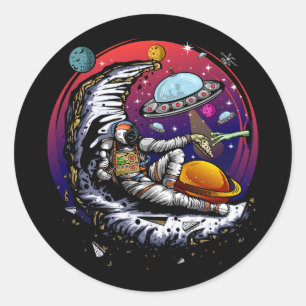 Sticker Rond Fromage Space Moon