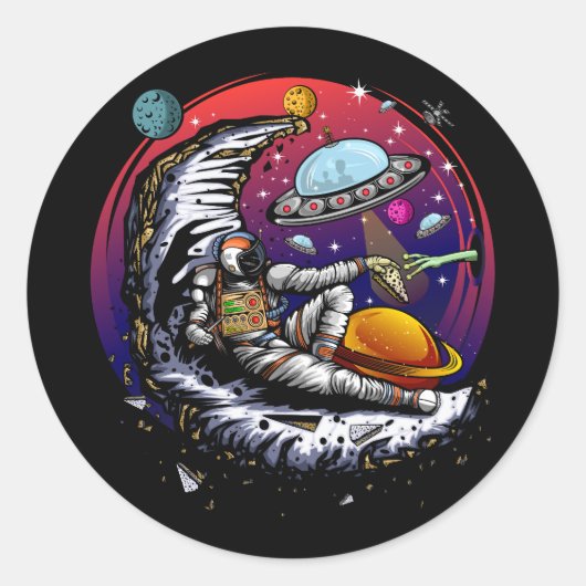 Sticker Rond Fromage Space Moon (Devant)