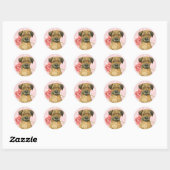 Sticker Rond Frontière Rose de Valentine Terrier (Feuille)