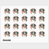 Sticker Rond Frontière Rose Valentine Collie (Feuille)