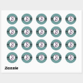 Sticker Rond Frontières Mariages Monogrammes Aqua Blue (Feuille)