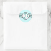 Sticker Rond Frontières Mariages Monogrammes Aqua Blue (Sac)
