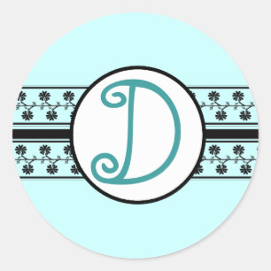 Sticker Rond Frontières Mariages Monogrammes Aqua Blue