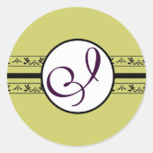 Sticker Rond Frontières Vintages Mariage Monogramme (Devant)