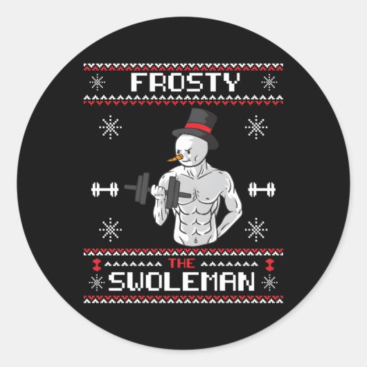 Sticker Rond Frosté Le Gym De Neige Vilain Swole (Devant)