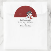 Sticker Rond Frostie sur rouge avec des flocons blancs (Sac)