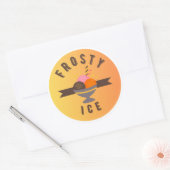 Sticker Rond Frosty Ice – Retro Ice Cream Sundae Logo (Enveloppe)