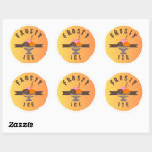 Sticker Rond Frosty Ice – Retro Ice Cream Sundae Logo (Feuille)